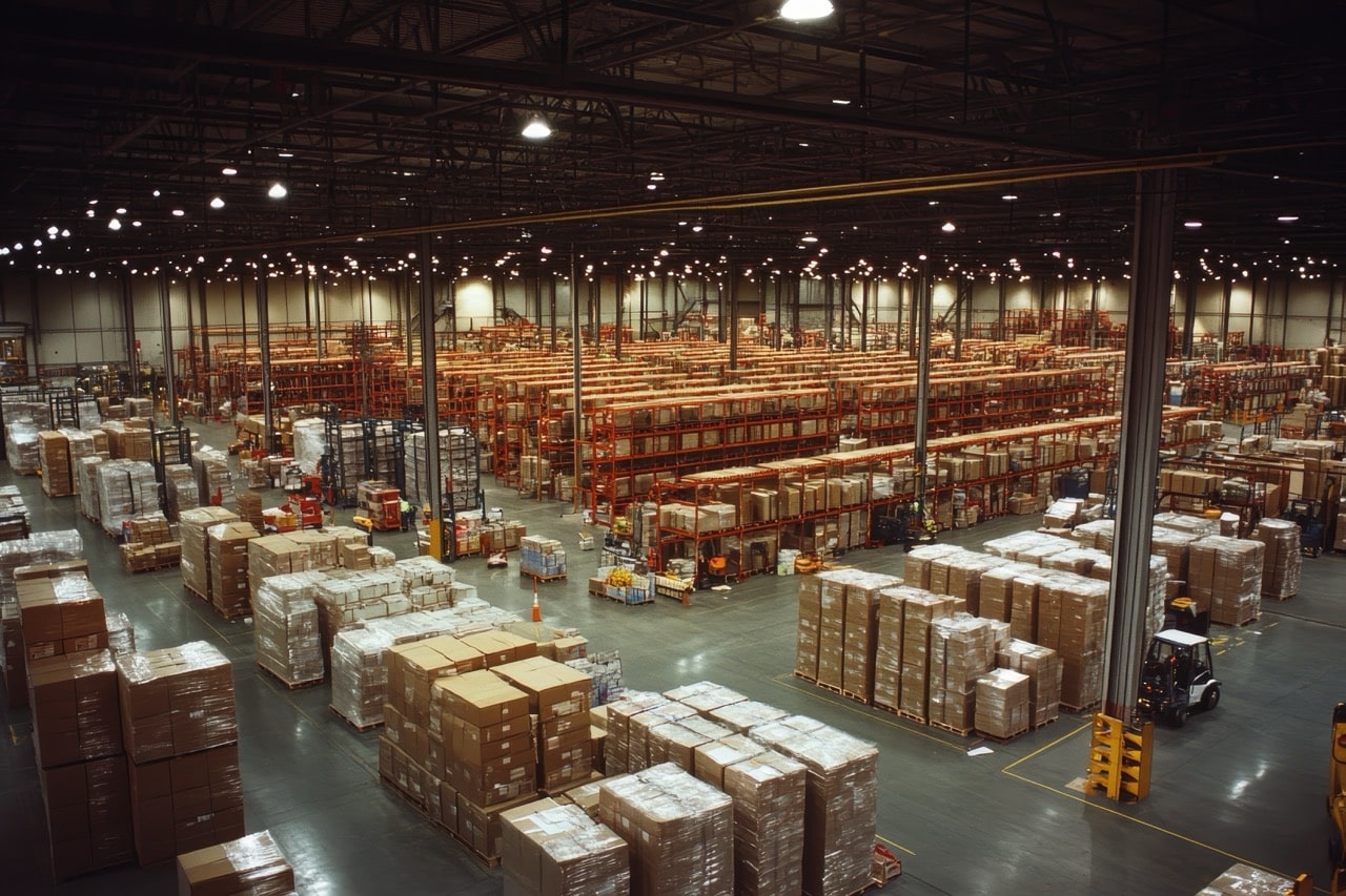 Expansive Industrial Warehouse Showcasing High Shelves, Equipment, And Dynamic Packaging Solutions - Advanced Intralogistics